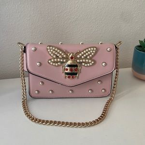 Designer inspired bee clutch bag